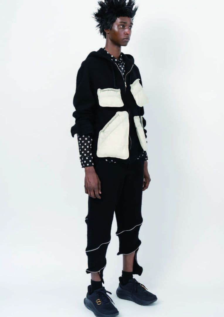 BLACK ウールスパイラルパンツ