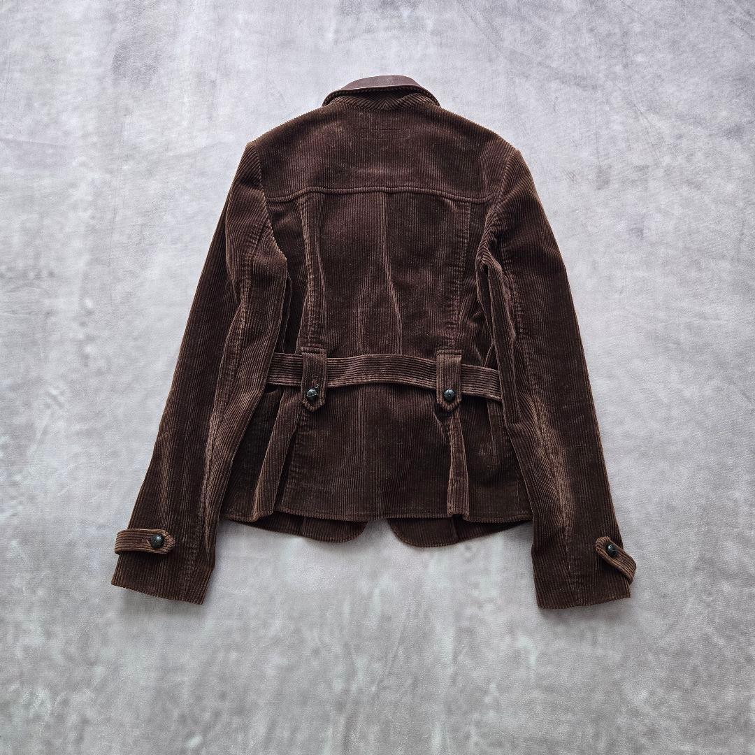 ラルフローレン コーデュロイ テーラードジャケット くるみボタン レザー 茶