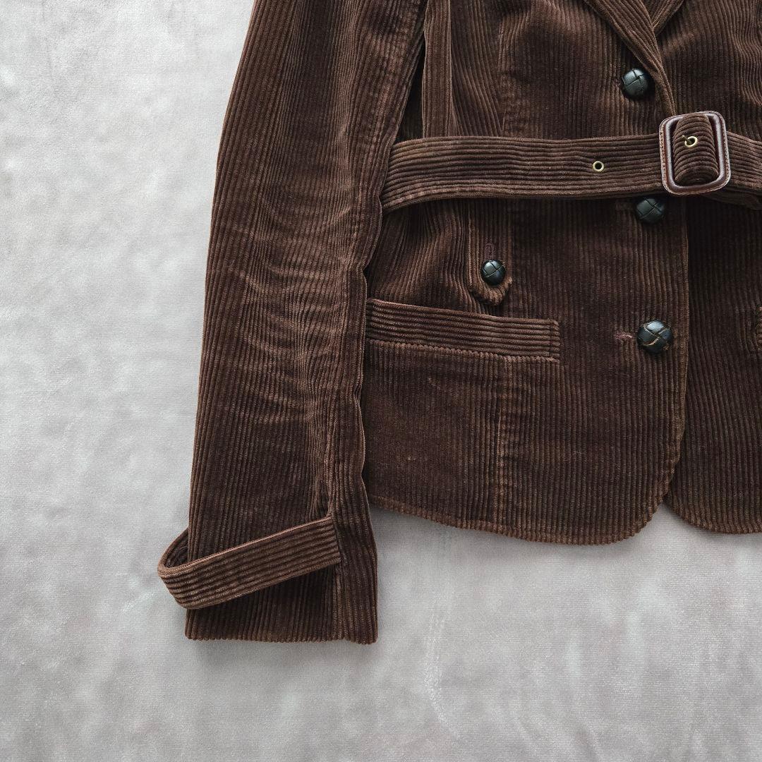 ラルフローレン コーデュロイ テーラードジャケット くるみボタン レザー 茶