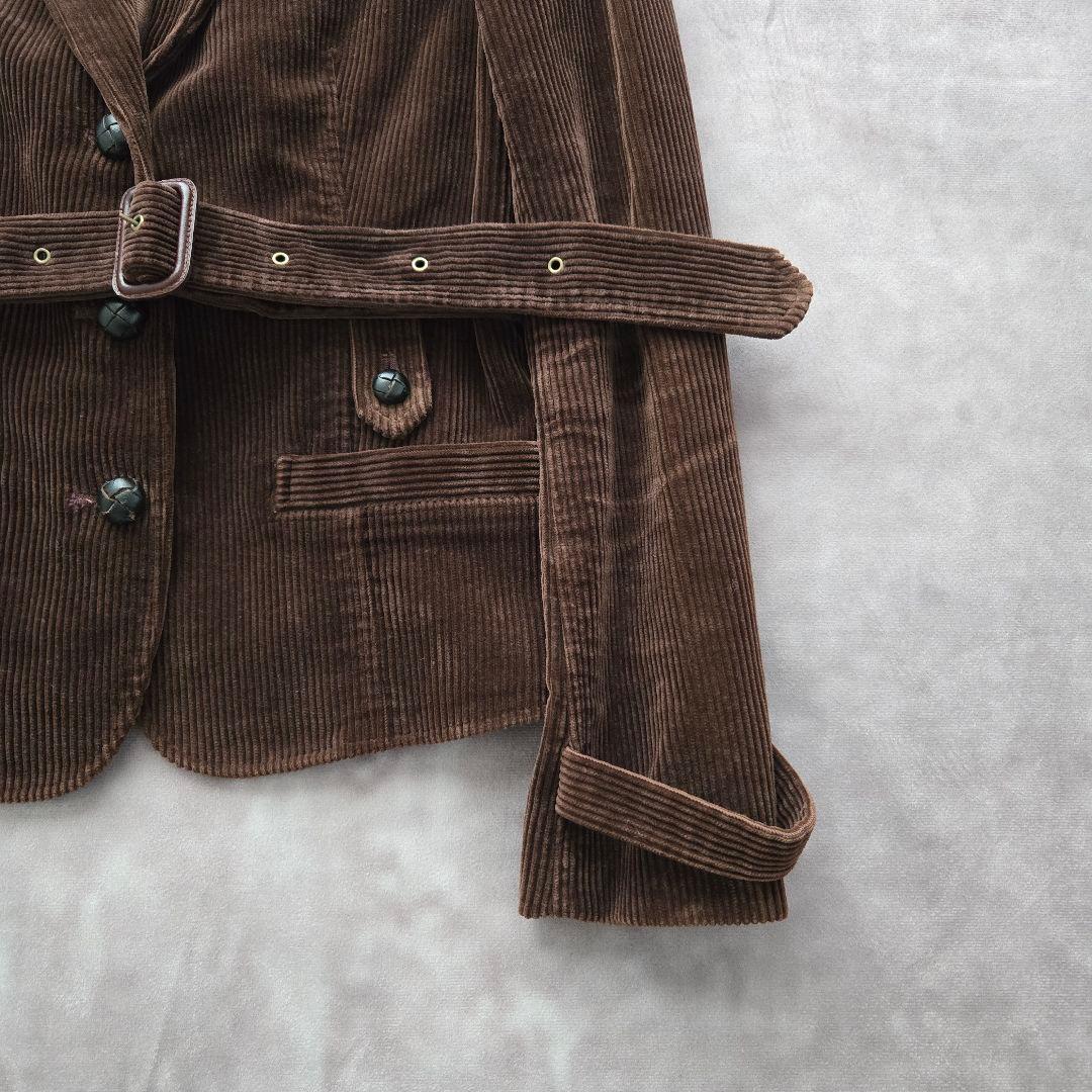 ラルフローレン コーデュロイ テーラードジャケット くるみボタン レザー 茶