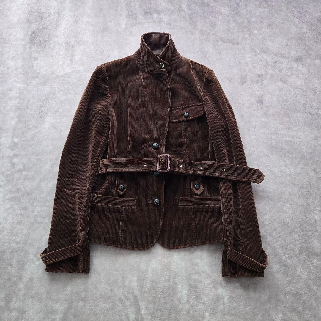 ラルフローレン コーデュロイ テーラードジャケット くるみボタン レザー 茶