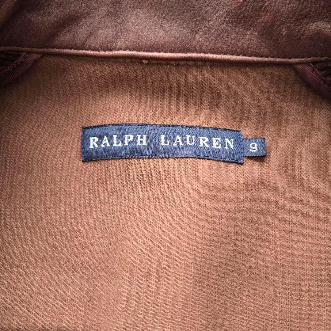 ラルフローレン コーデュロイ テーラードジャケット くるみボタン レザー 茶