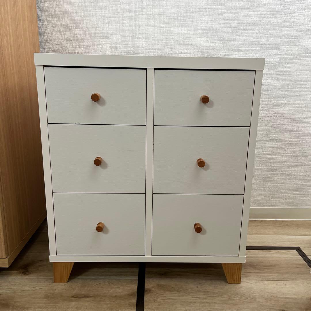 ホワイト6段チェスト　幅60㎝　MOMO NATURAL