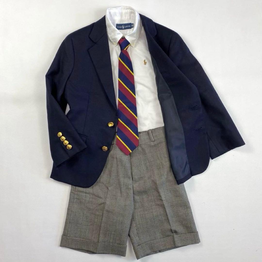美品✨ラルフローレン120豪華4点フォーマルセットアップスーツ入学式　紺ブレザー