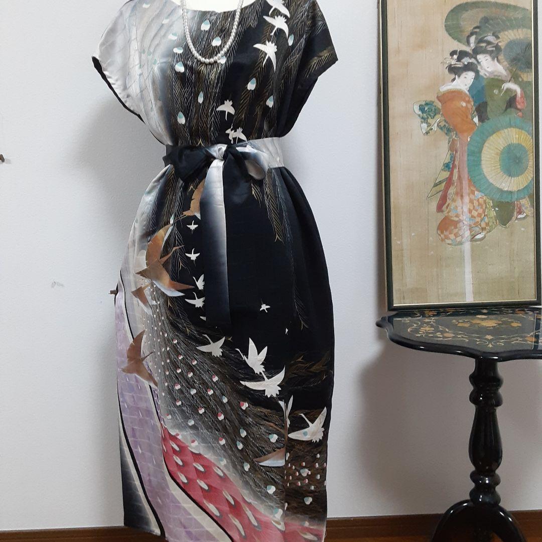 リメイク着物ロングワンピースボレロ付きＬ作家者