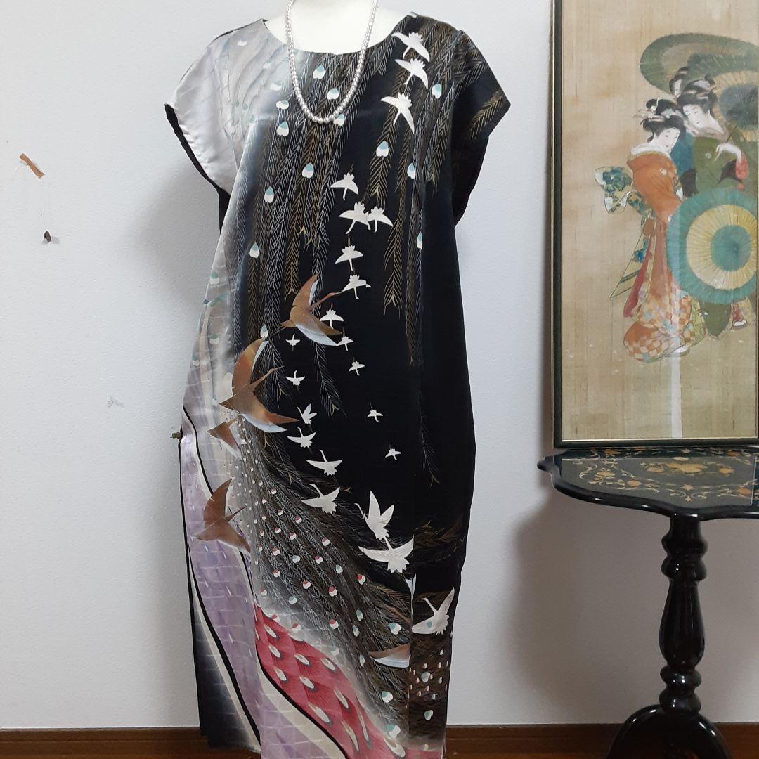 リメイク着物ロングワンピースボレロ付きＬ作家者