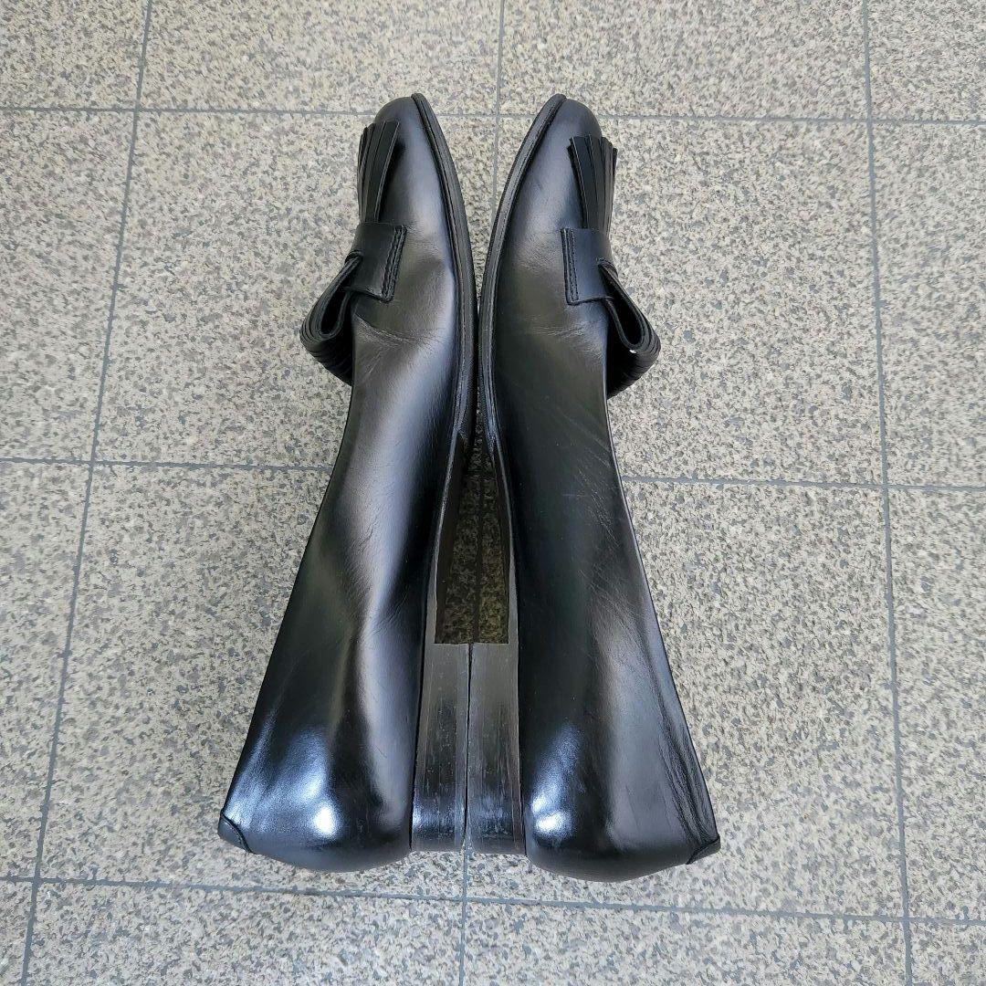 【即購入可】Luca Grossi黒フリンジローファーイタリー38 11-363