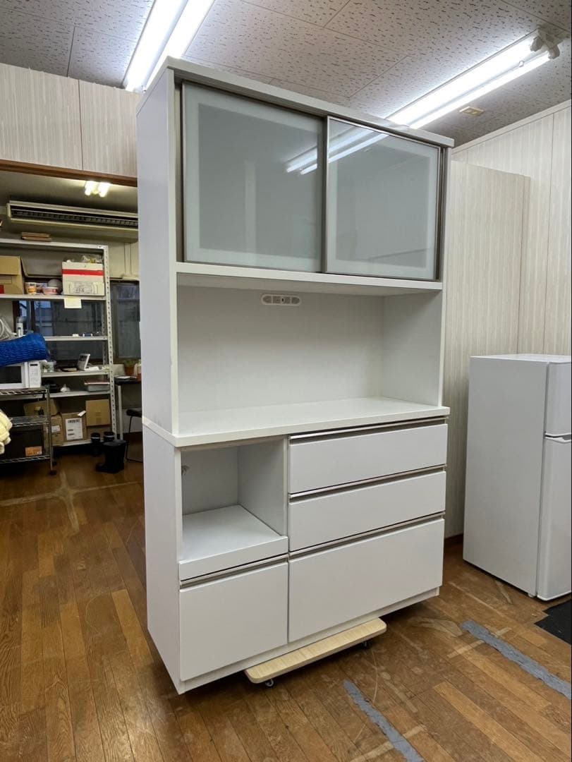 大型家具 三幸 キッチンボード 食器棚 レンジボード 白家具
