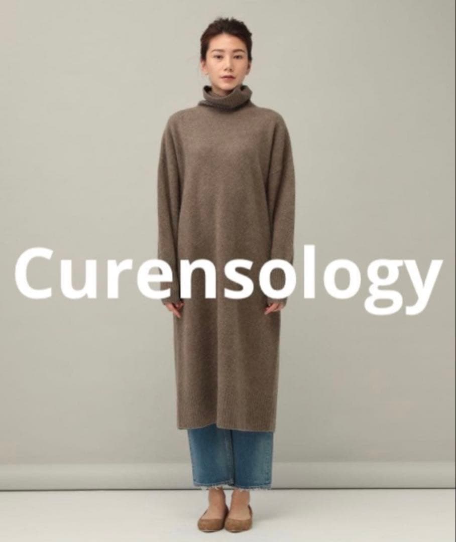 Curensology　ヤク　タートルネックニットワンピース　ブラウン系