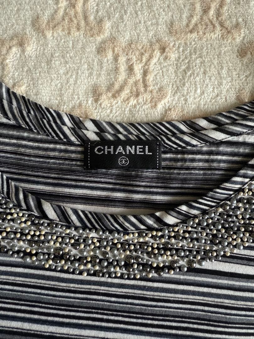 CHANEL ストライプ柄 半袖Tシャツ