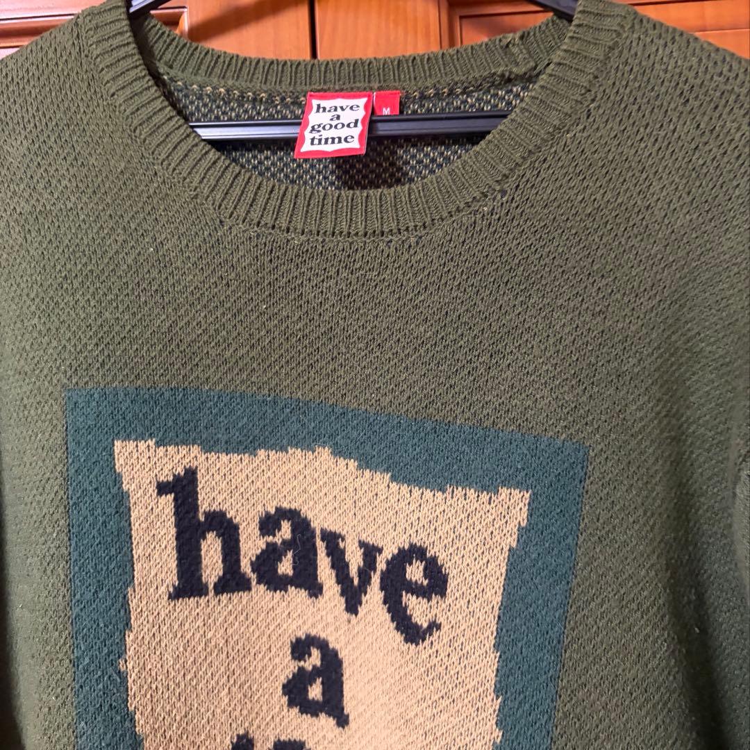 have a good time ニット　Mサイズ　カーキ　グリーン