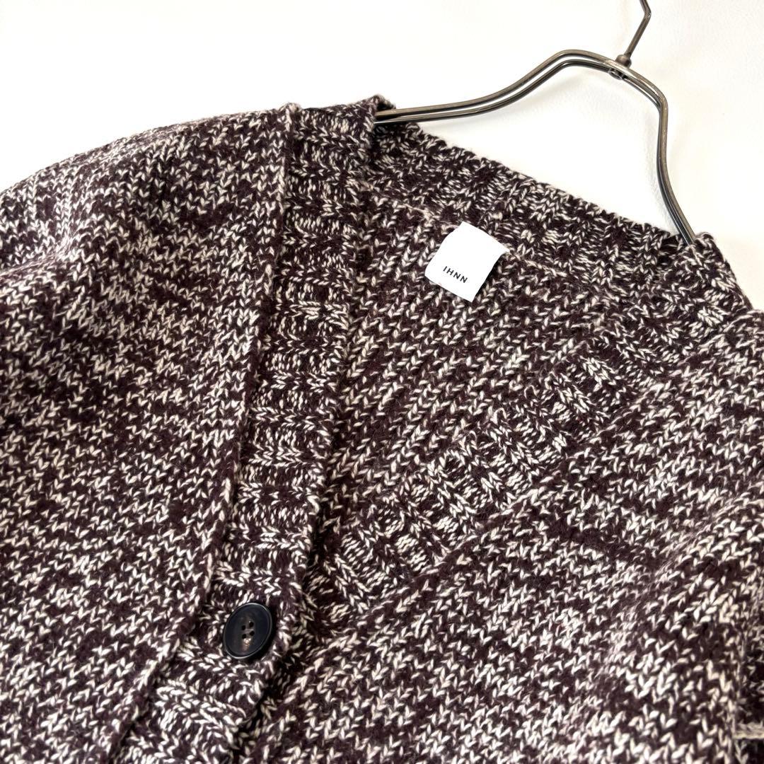【未使用級/カシミヤ混】IHNN イン ステッチローゲージカーディガン ブラウン