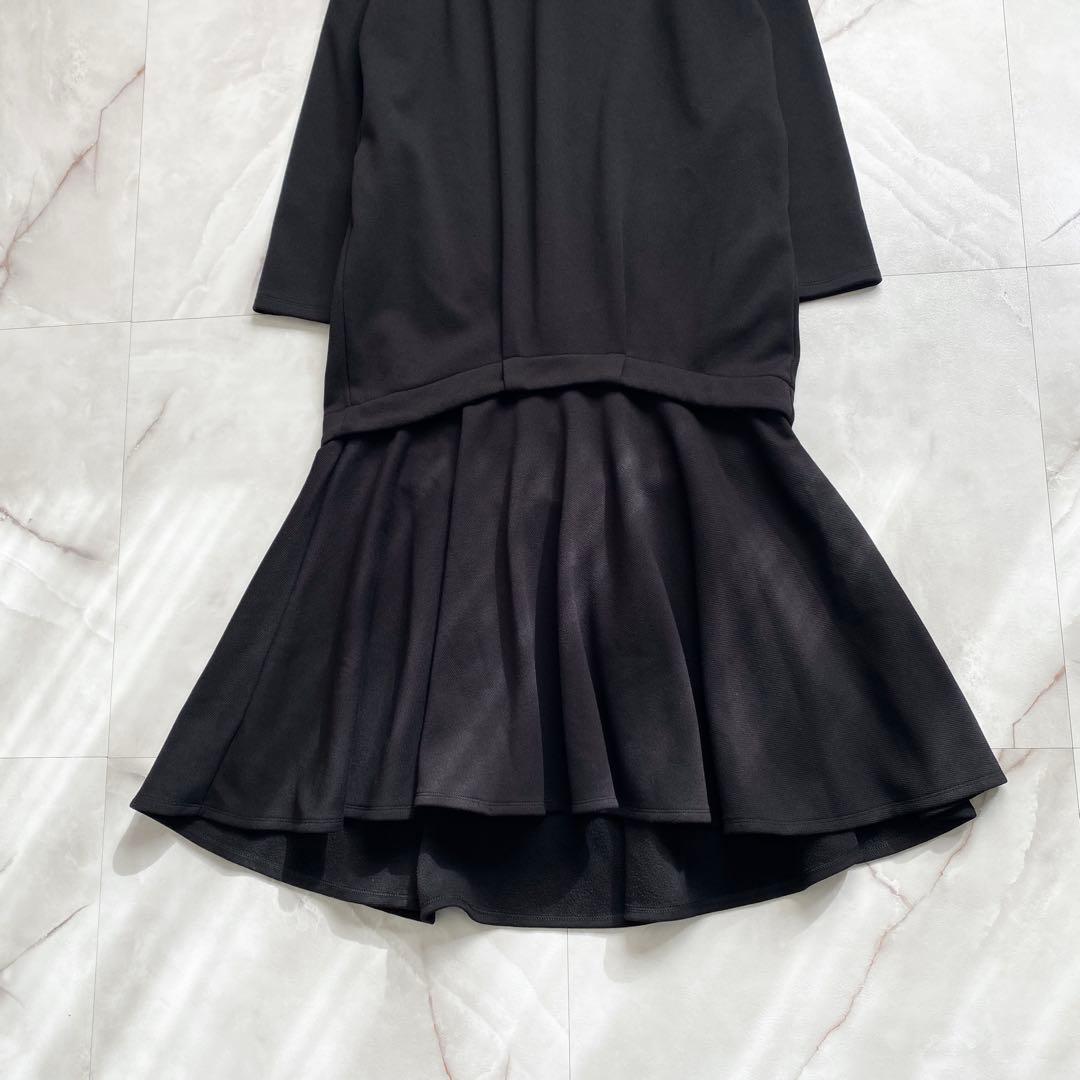 A18439 UN3D 20SS スウェットレイヤードワンピース 黒 36