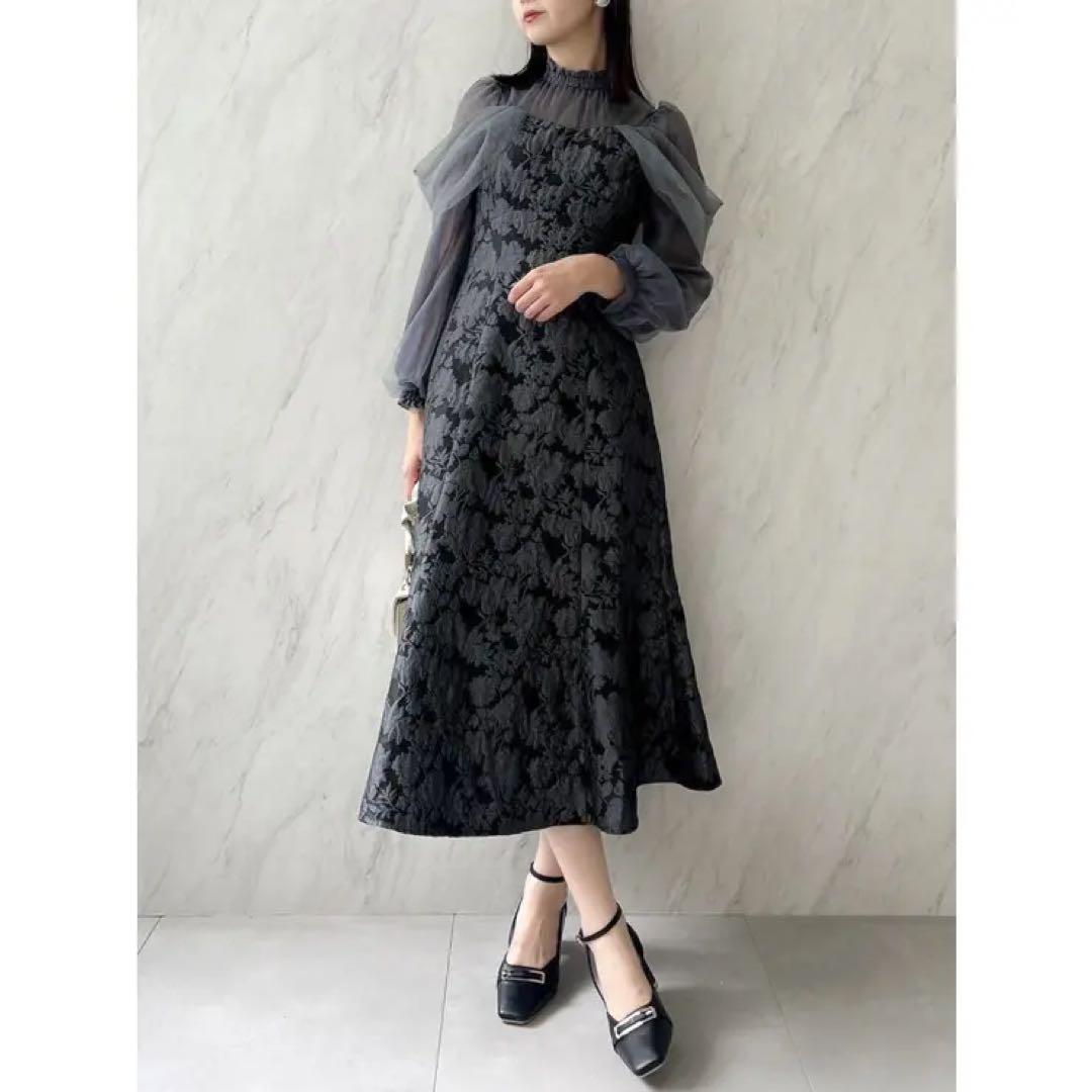 dazzlin シアーベールセミフレアワンピース　オケージョンドレス　結婚式