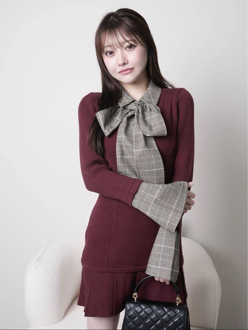 LIP SERVICE フロントZIPニットプリーツワンピース