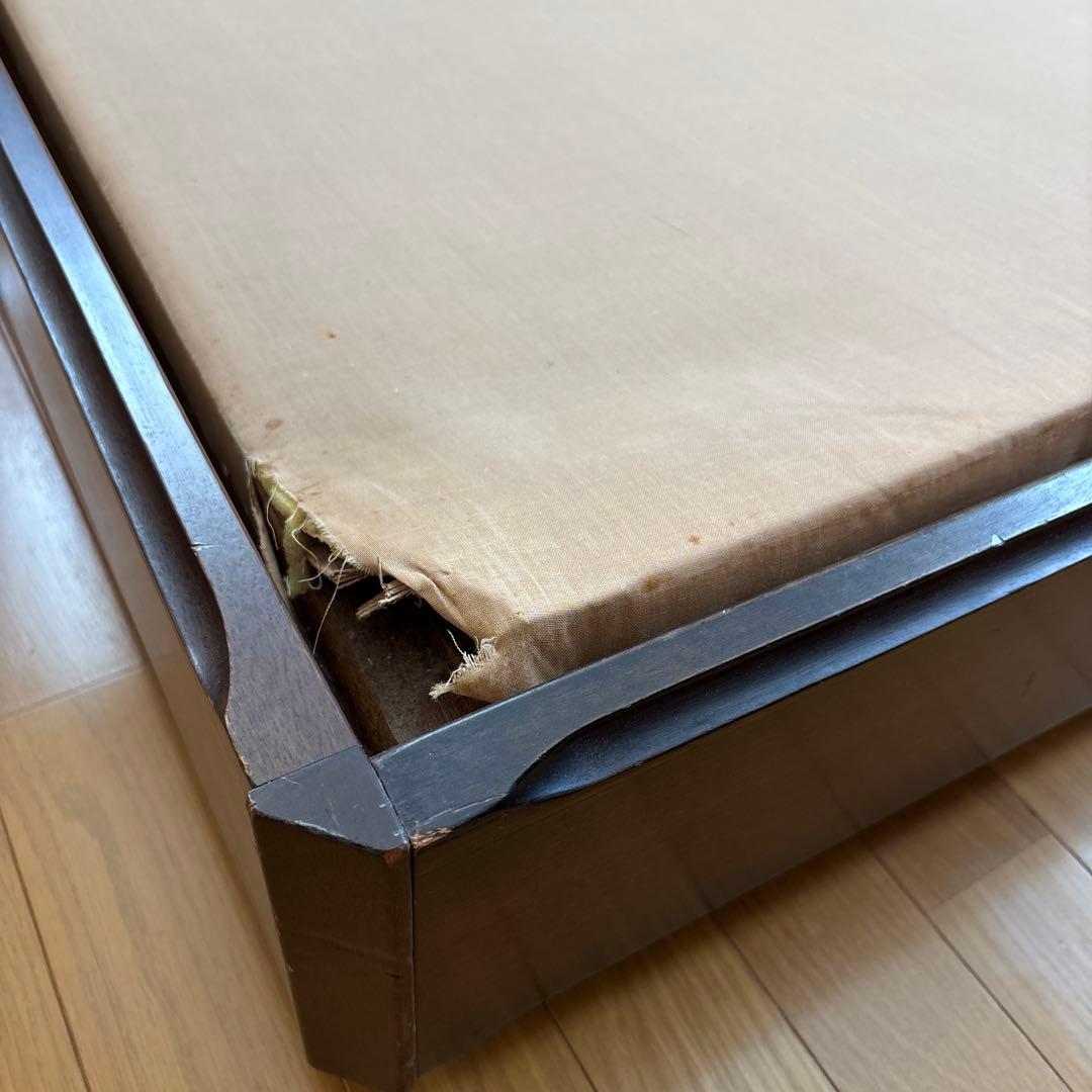 シモンズ ダブルベッド（フレーム+マットレス）※ 床板破損あり アンティーク家具