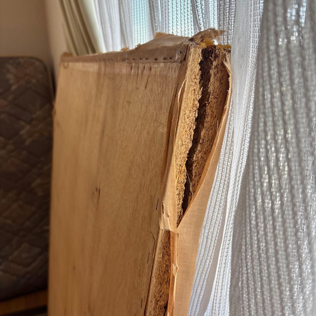 シモンズ ダブルベッド（フレーム+マットレス）※ 床板破損あり アンティーク家具