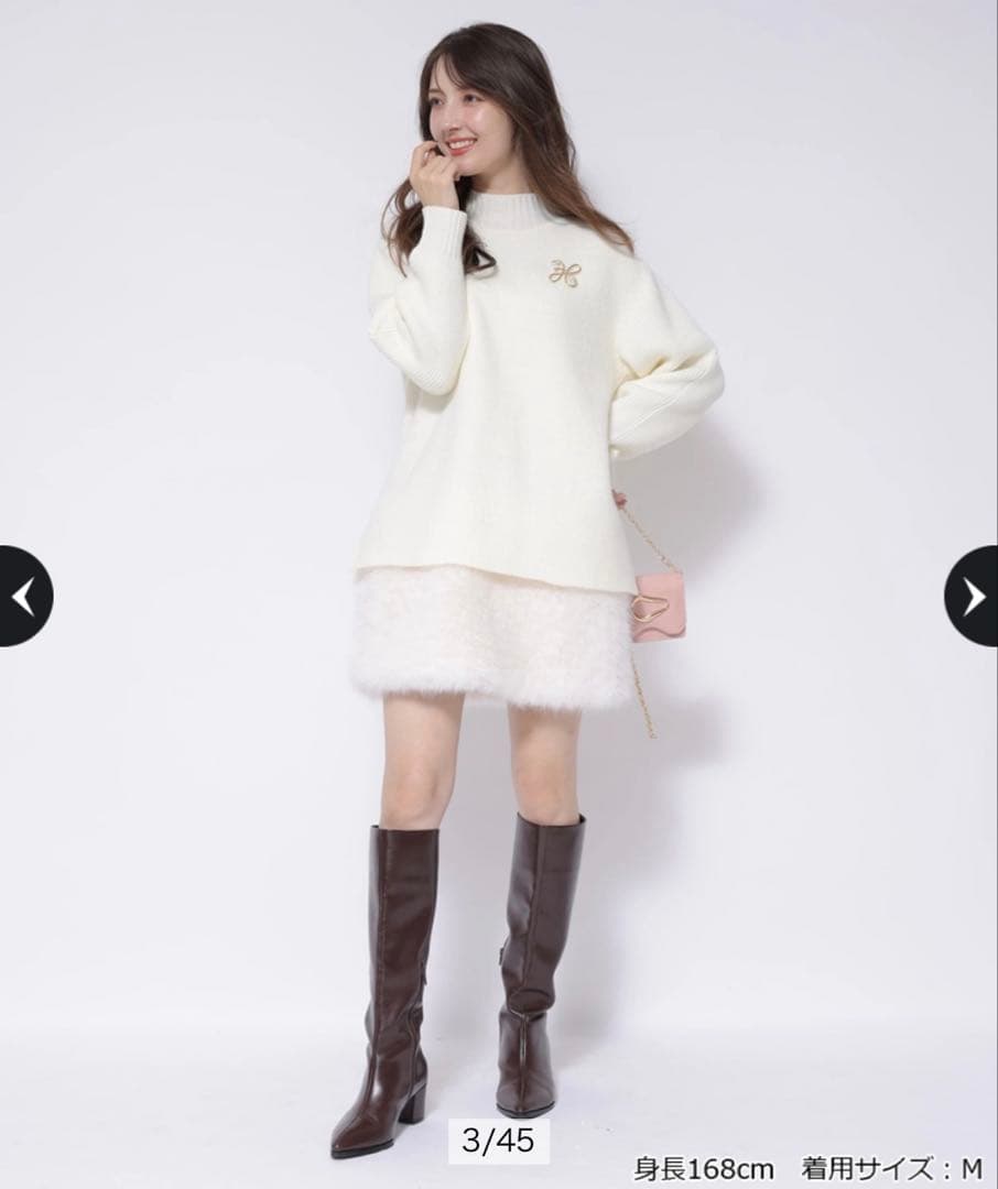 アプワイザーリッシエ　裾ファーレイヤードチェニックワンピース