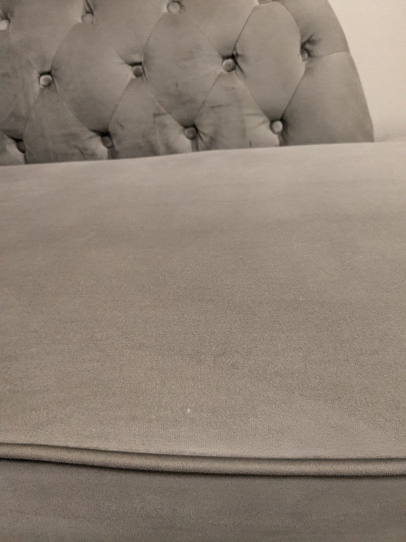 【匿名配送】ロウヤ ソファ　2人掛けカウチソファ ベルベット調グレー　LOWYA