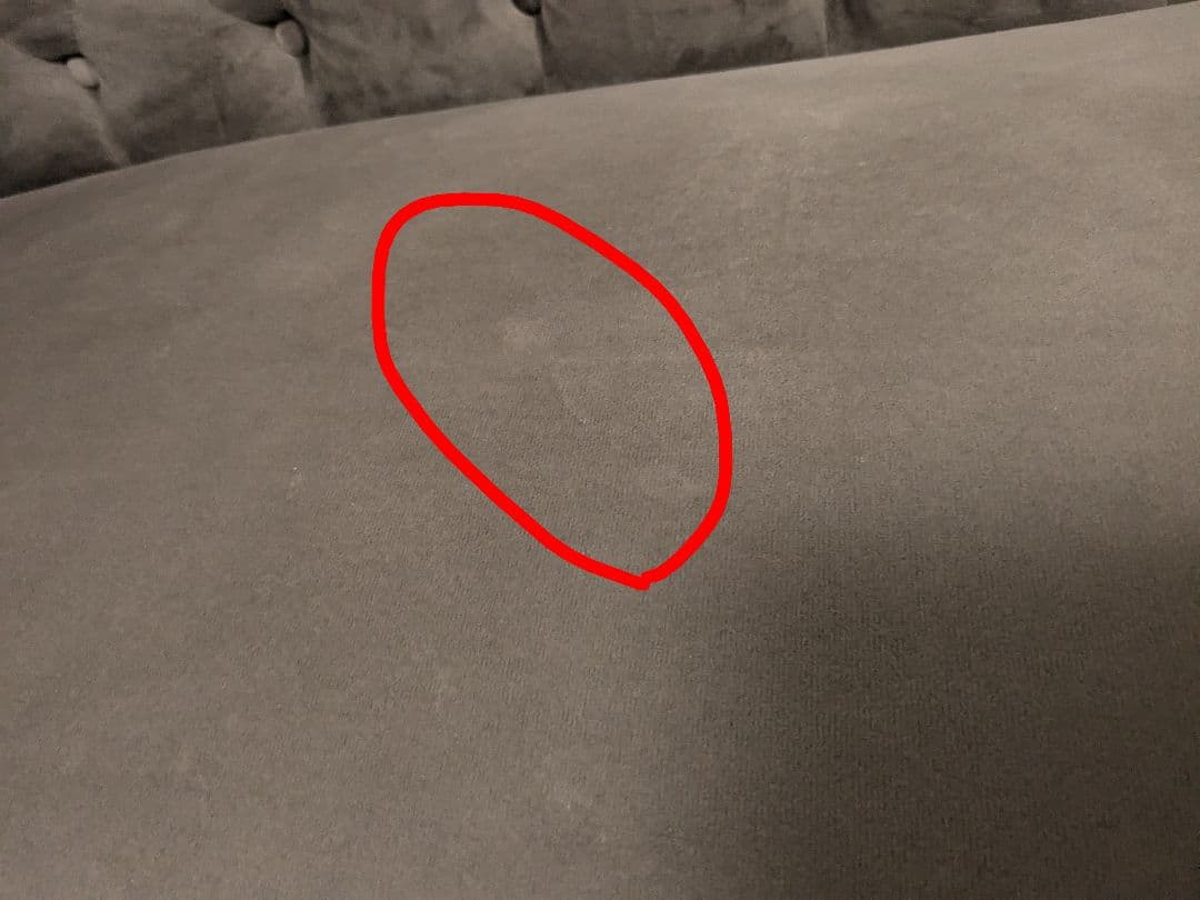 【匿名配送】ロウヤ ソファ　2人掛けカウチソファ ベルベット調グレー　LOWYA