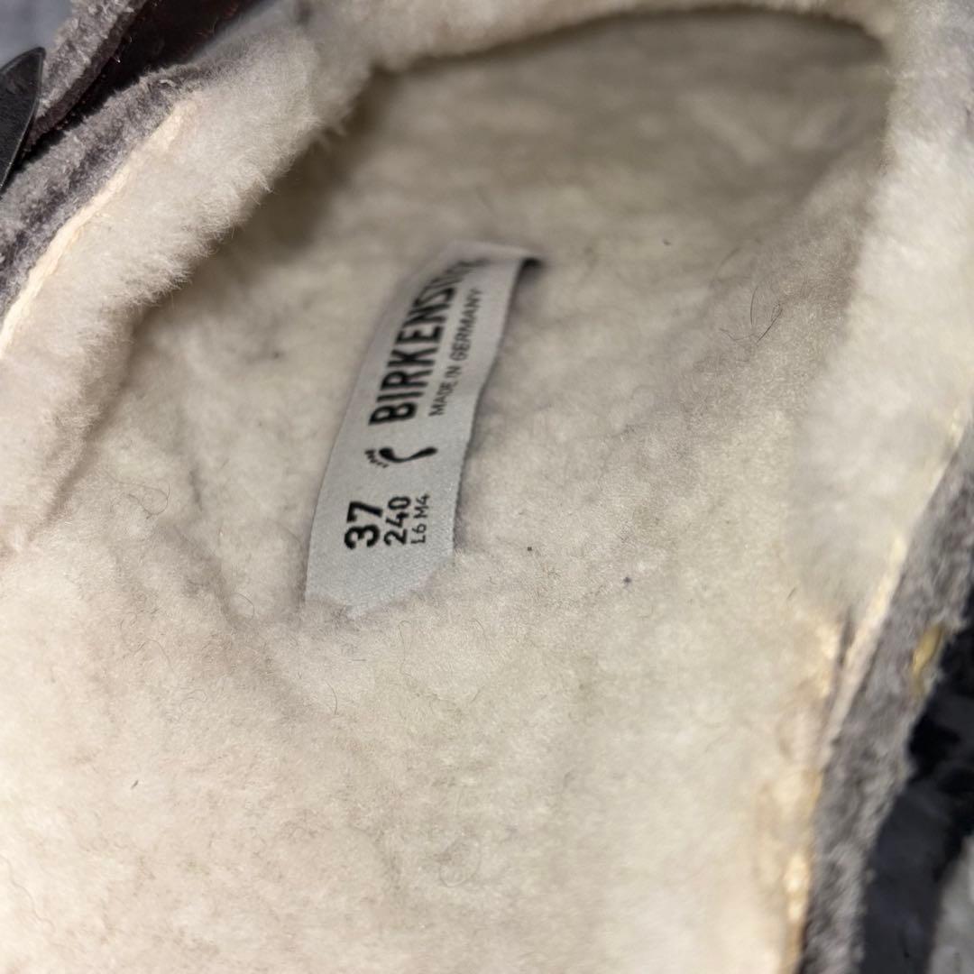 美品 ビルケンシュトック ボストン シアリング 24cm ファー グレー サボ