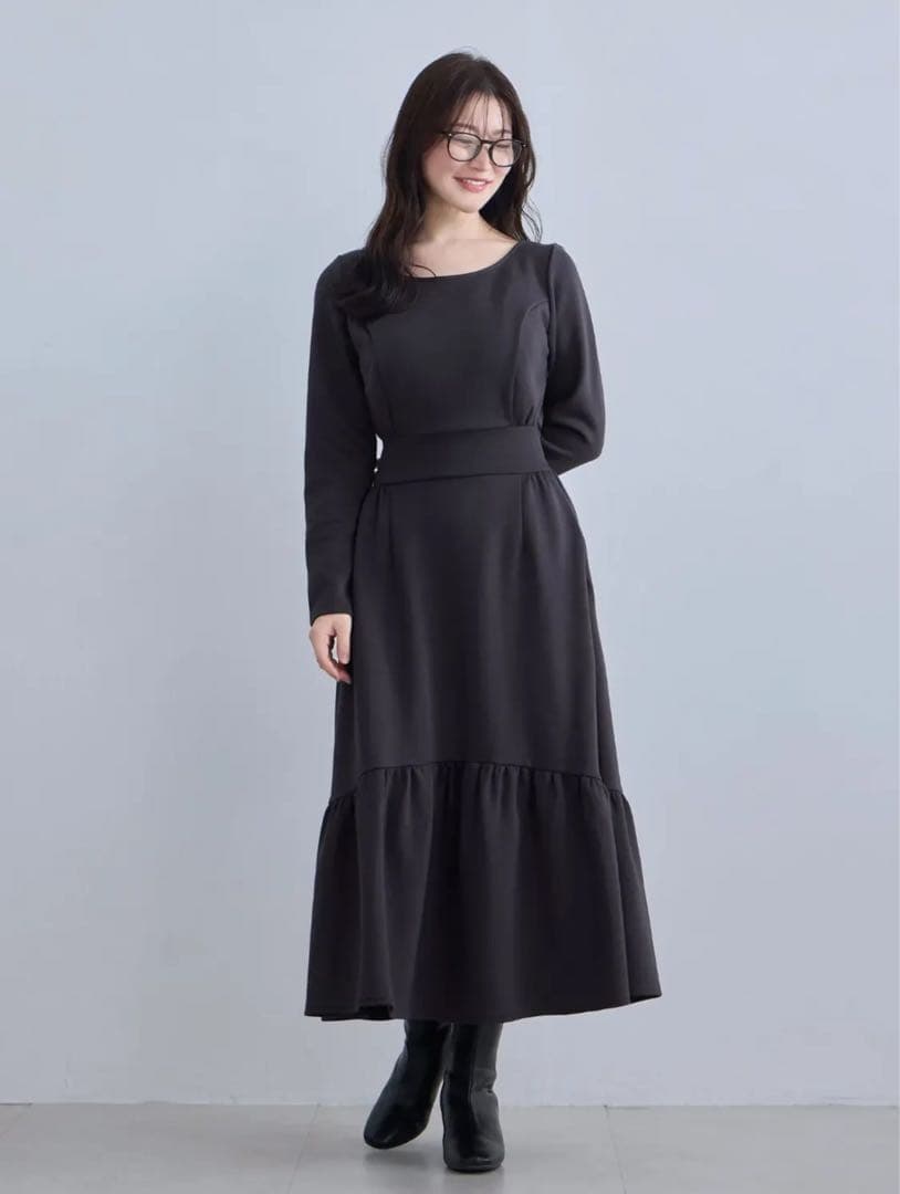 試着のみ　オーバーイー overe 96 ブラック　裏起毛　ワンピース