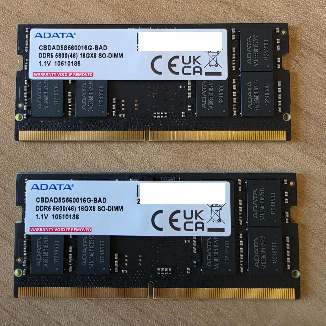A-DATA DDR5 5600 SO-DIMMメモリ 16GB×2枚
