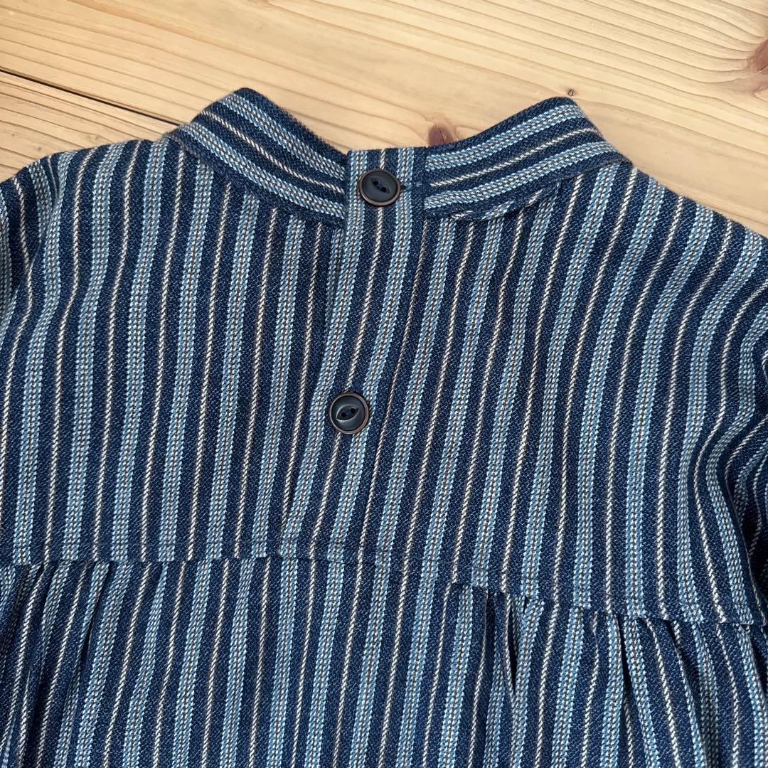 45R 春コットンツイードのドレス　インディゴ