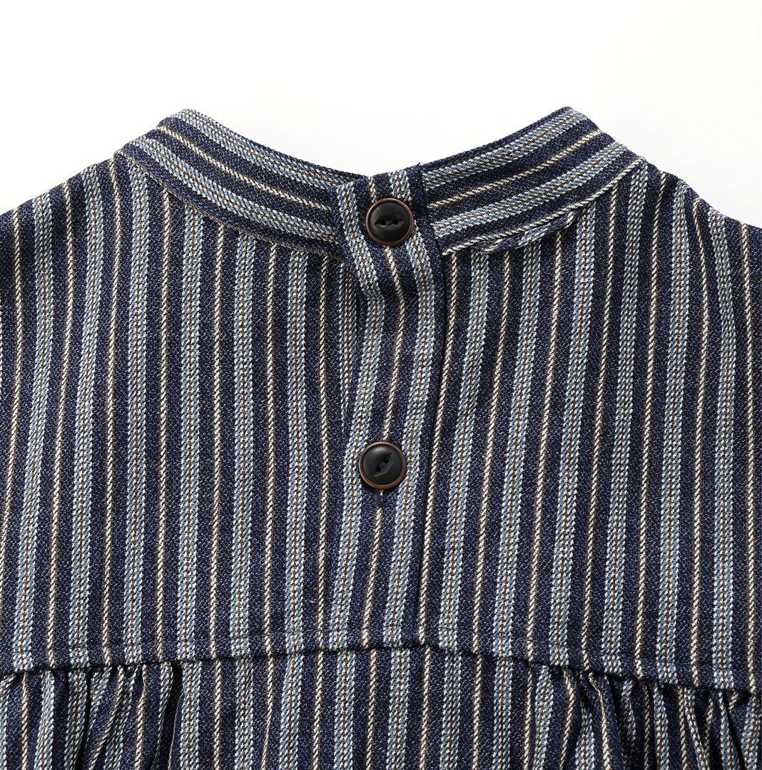 45R 春コットンツイードのドレス　インディゴ