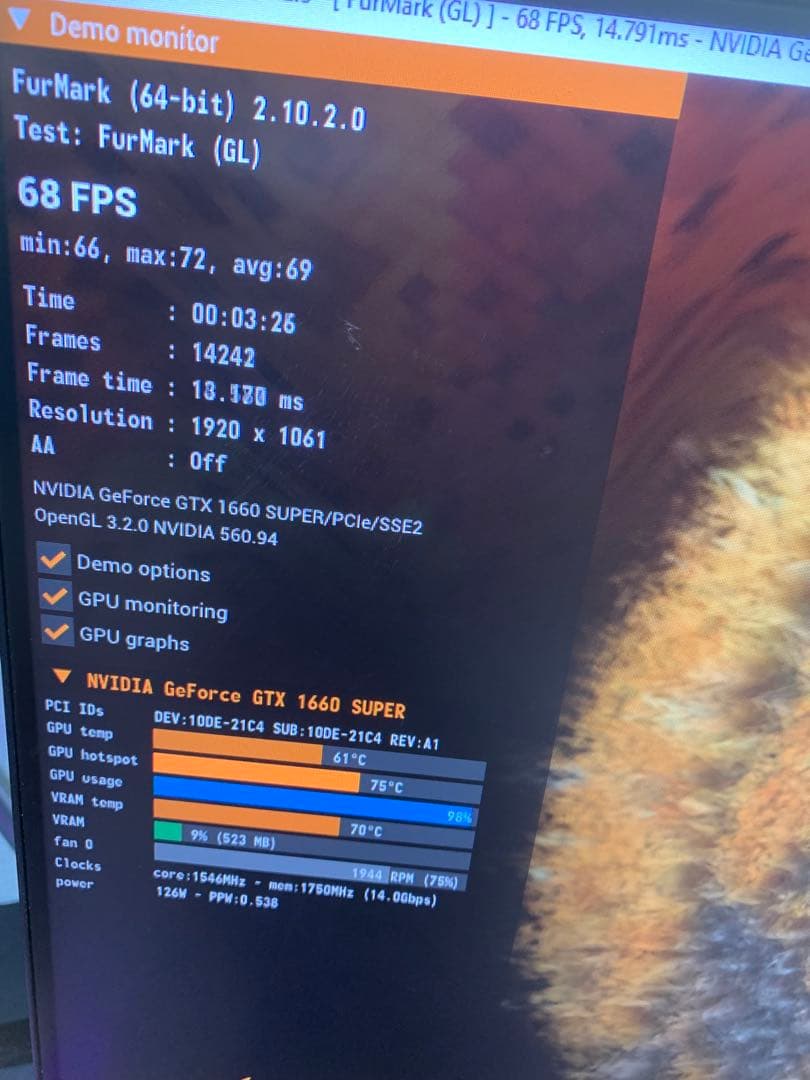 GTX1660 SUPER 6GB 動作確認済 FurMarkテスト済