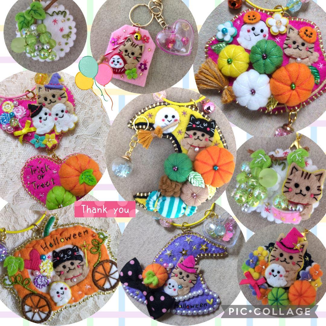 [専用　こり様]くるみボタン 刺繍 チャーム ハンドメイドフェルト