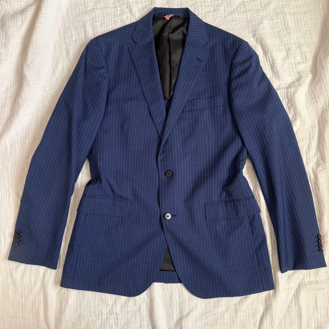 美品☆SIMPLICITEロロピアーナ/ネイビー ストライプ ビジネススーツXL