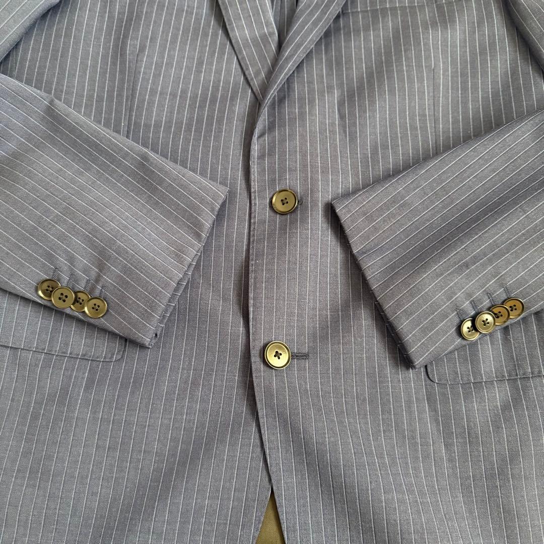 美品☆SIMPLICITEロロピアーナ/ネイビー ストライプ ビジネススーツXL