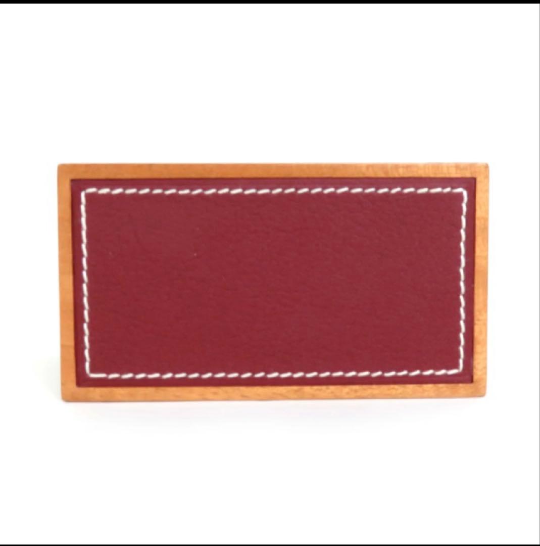 エルメスカードスタンド　プレイヤードシリーズ　ウッド　レザーブラウン