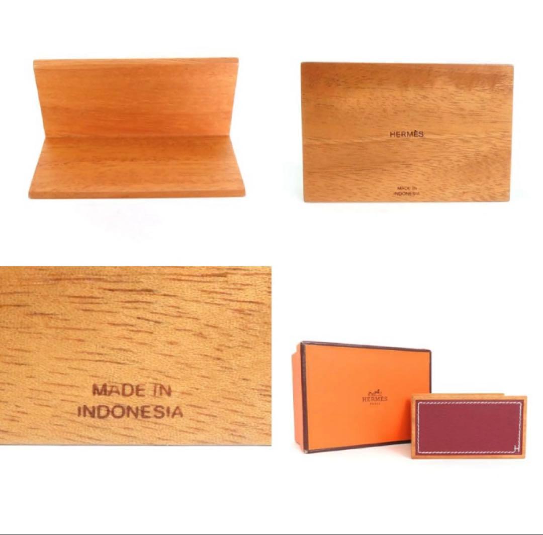 エルメスカードスタンド　プレイヤードシリーズ　ウッド　レザーブラウン