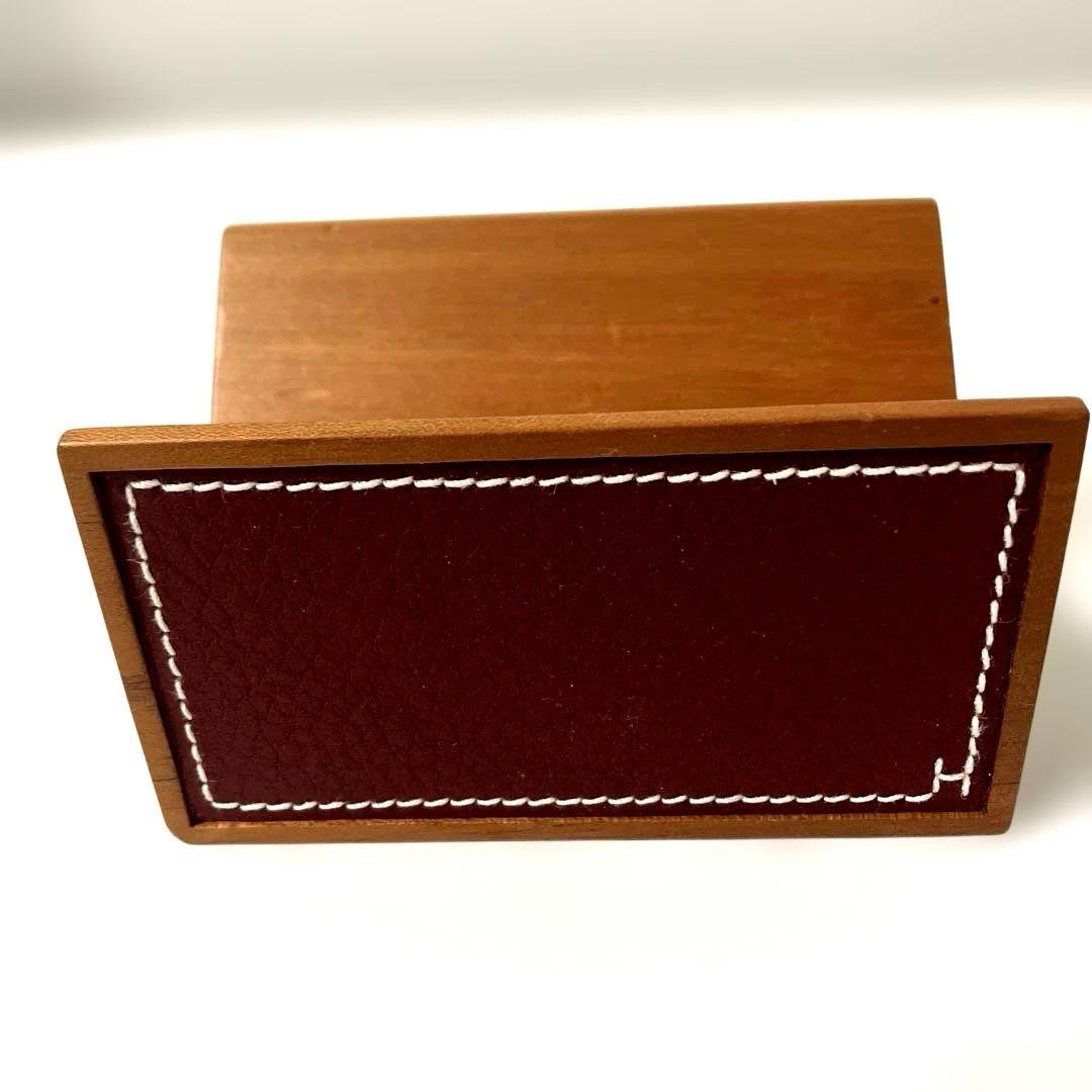 エルメスカードスタンド　プレイヤードシリーズ　ウッド　レザーブラウン