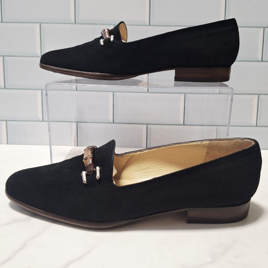 【良品】 GUCCI グッチ バンブービット ローファー 25 スエード 黒