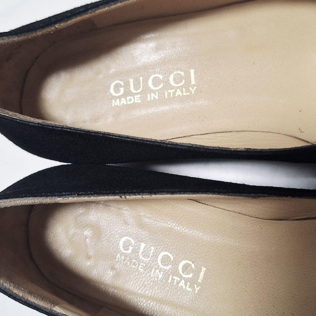 【良品】 GUCCI グッチ バンブービット ローファー 25 スエード 黒
