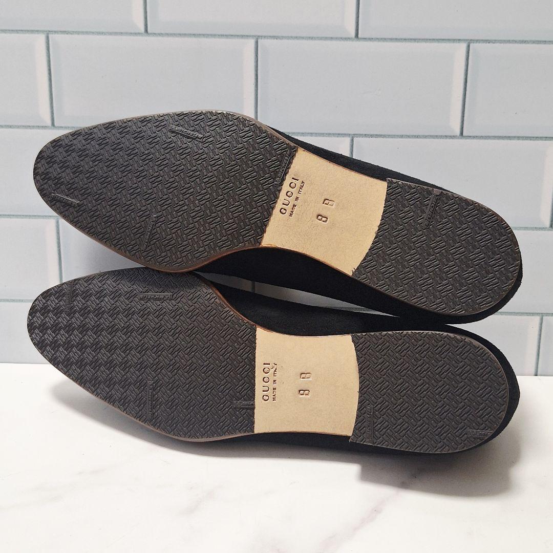 【良品】 GUCCI グッチ バンブービット ローファー 25 スエード 黒