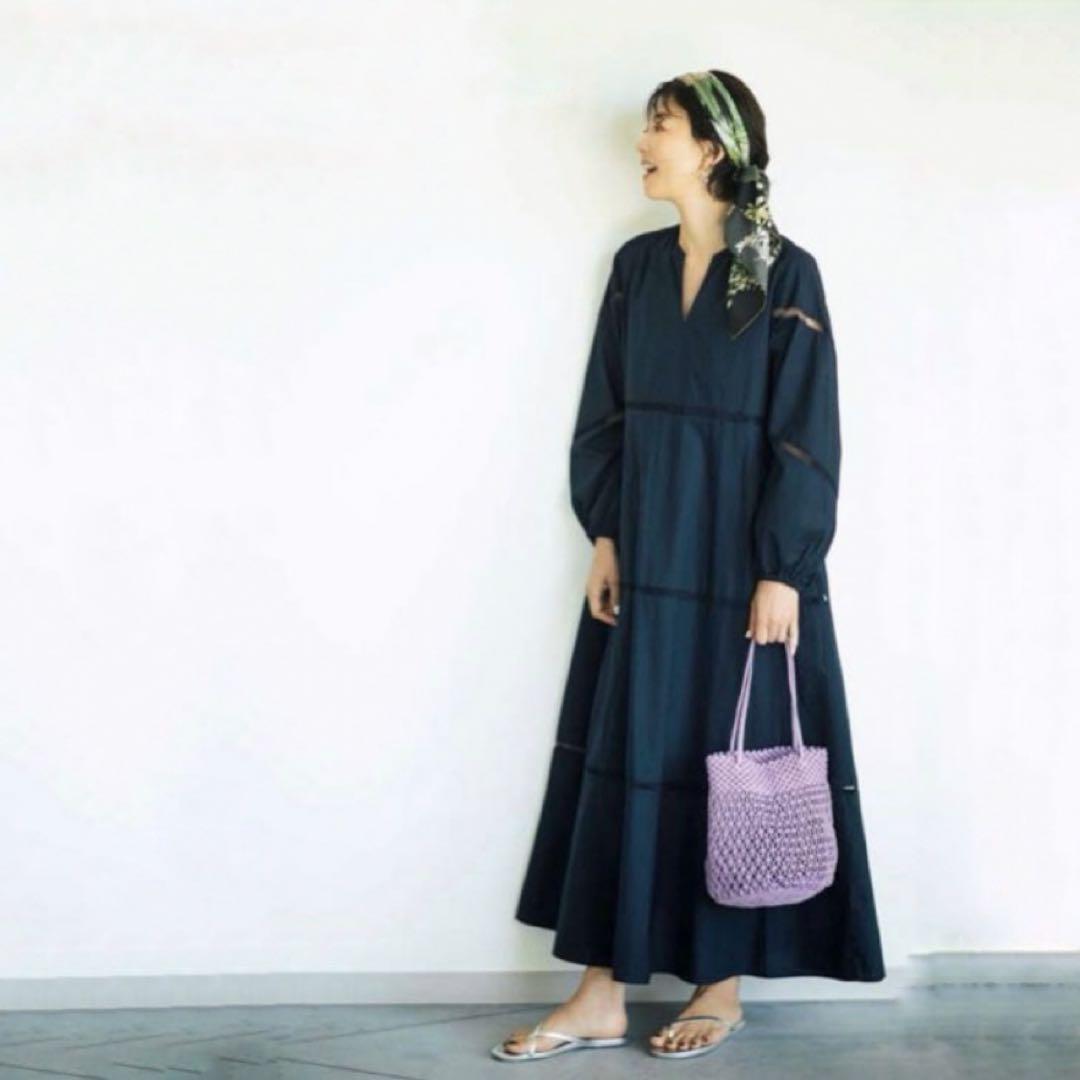 完売希少　ヌキテパ　五明祐子　ポプリンレースロングドレス　コットン　インド　S