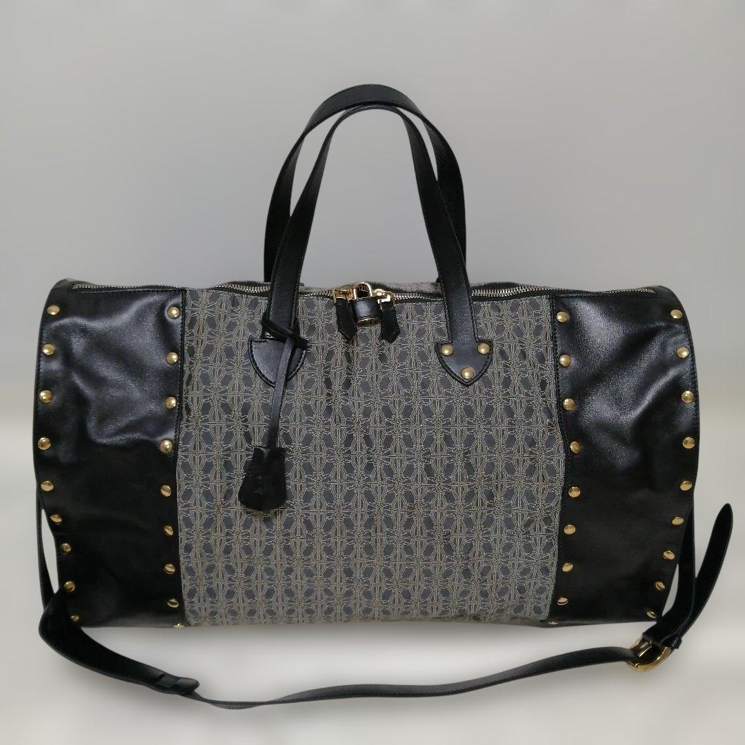 TRUSSARDI トラサルディ レザー×総柄 ボストンバッグ 美品✨