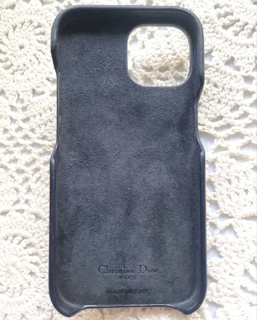 美品Dior iPhoneケース　アイフォン15オブリーク　サドル　ネイビー