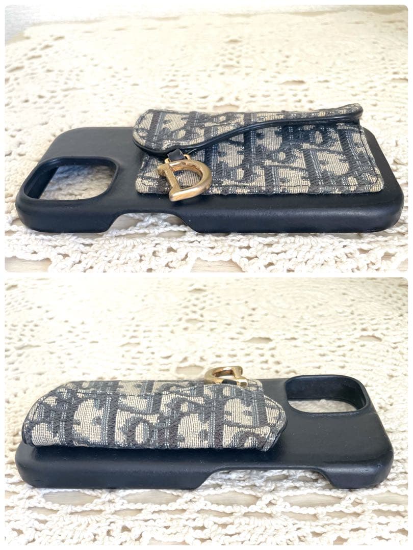 美品Dior iPhoneケース　アイフォン15オブリーク　サドル　ネイビー