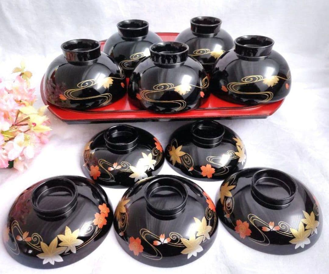 ぷくりん様リクエスト3点 まとめ商品/うるし工芸米永蓋付お椀/棗弁当箱/曽我硝子