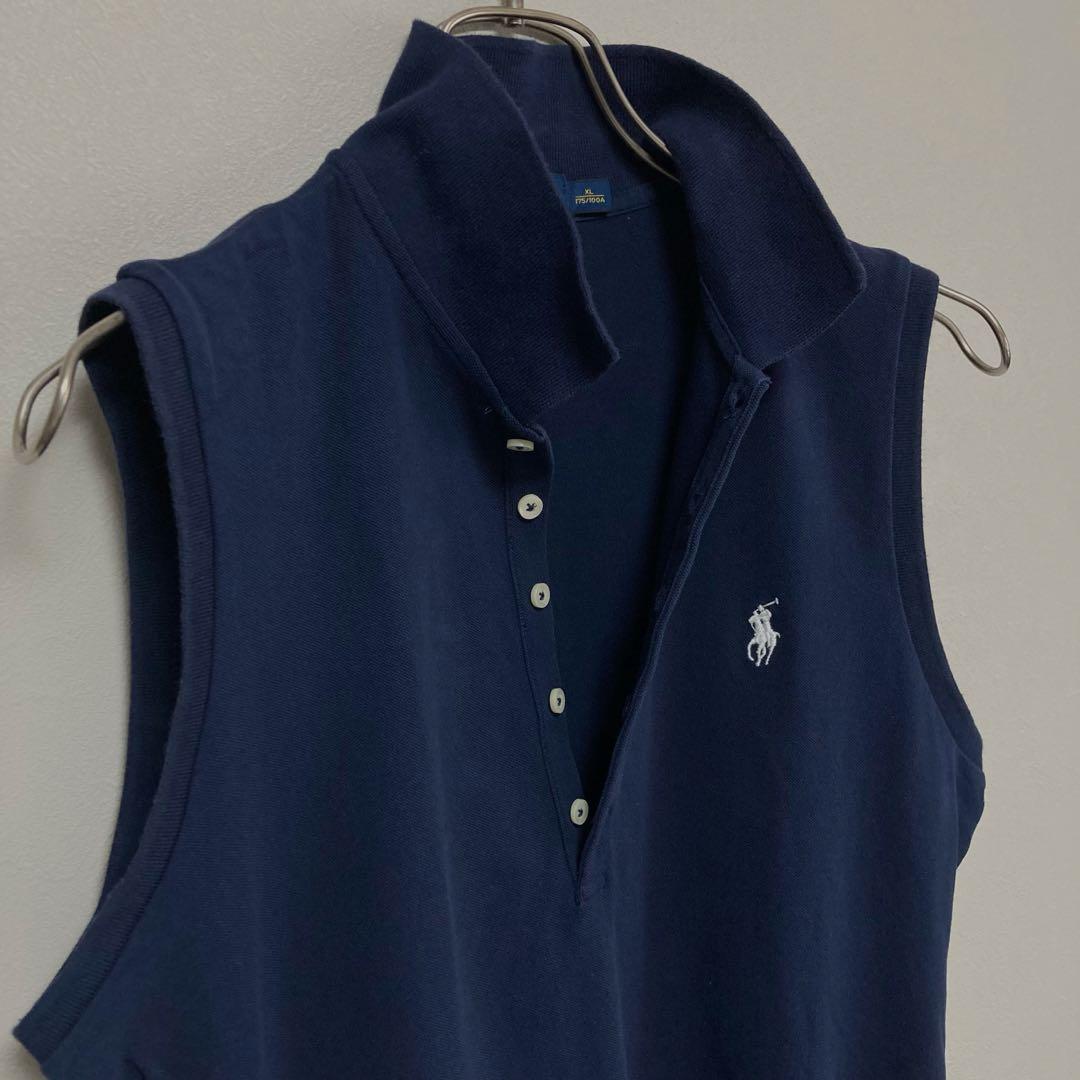 ポロラルフローレン RALPH LAUREN ポロシャツ ５つボタン 紺色 XL