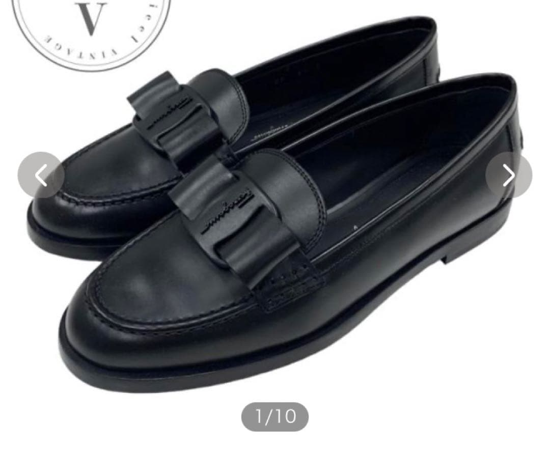 フェラガモ★ローファー 革靴 靴 シューズ レザー ブラック 黒フラットリボン