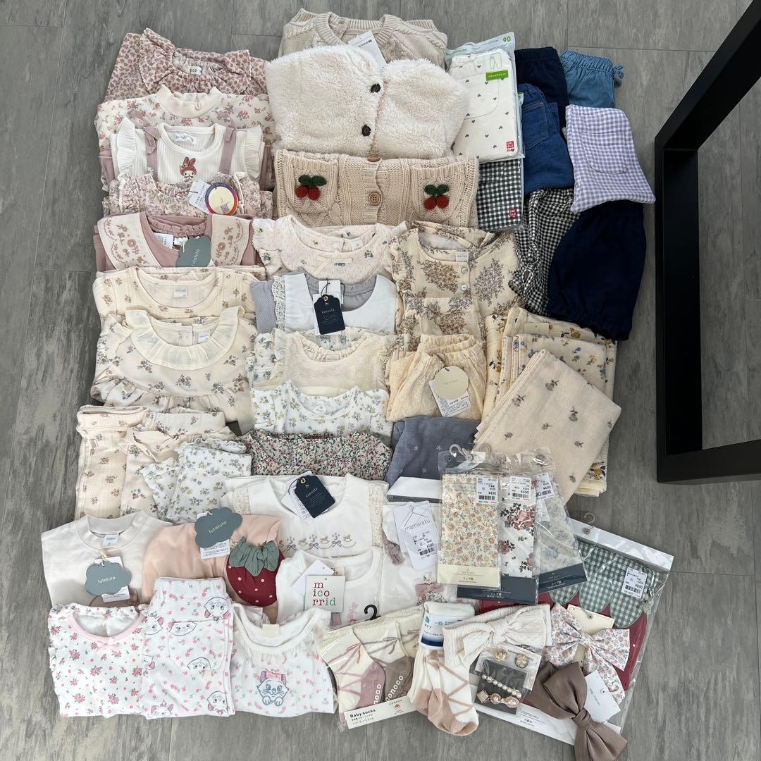 新品多数 女の子 ベビー 出産準備 入園準備 お洋服等まとめ売り50点