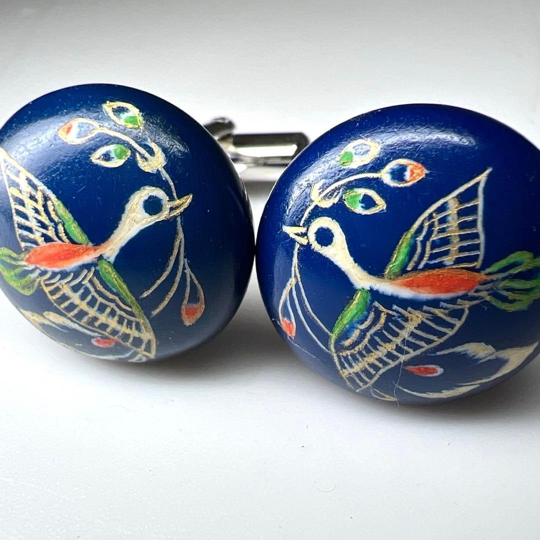 人間国宝　吉田文之　極上正倉院文様カフス一対　共箱　9g 東Y7-0819⭐︎2F