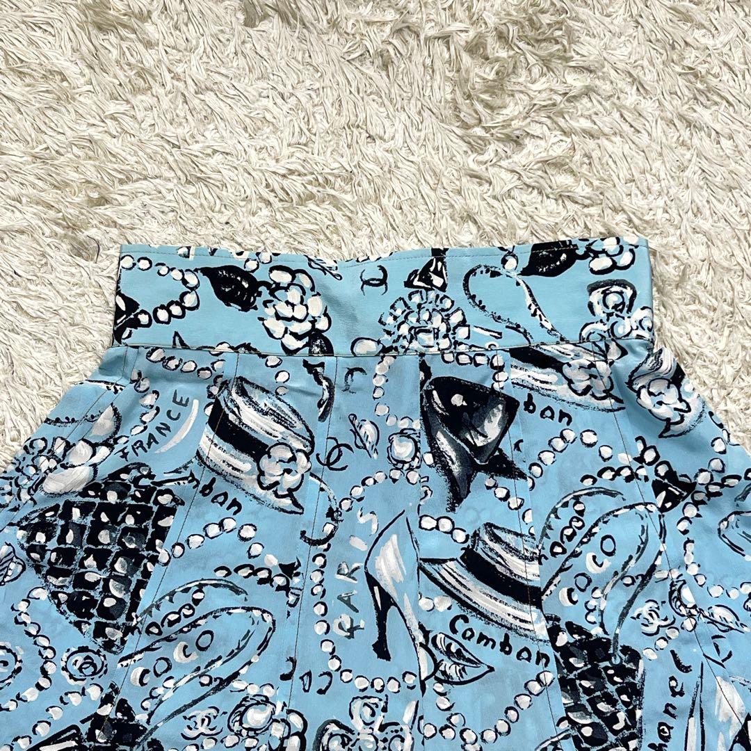 美品　シャネル　ココマーク　シルク100%　ショートパンツ　ジュエリー柄　パール
