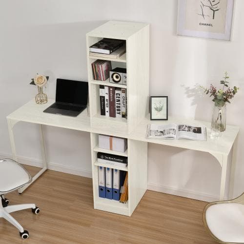 【2個セット】パソコンデスク 3段シェルフ付 オフィスデスク 簡易デスク学習机